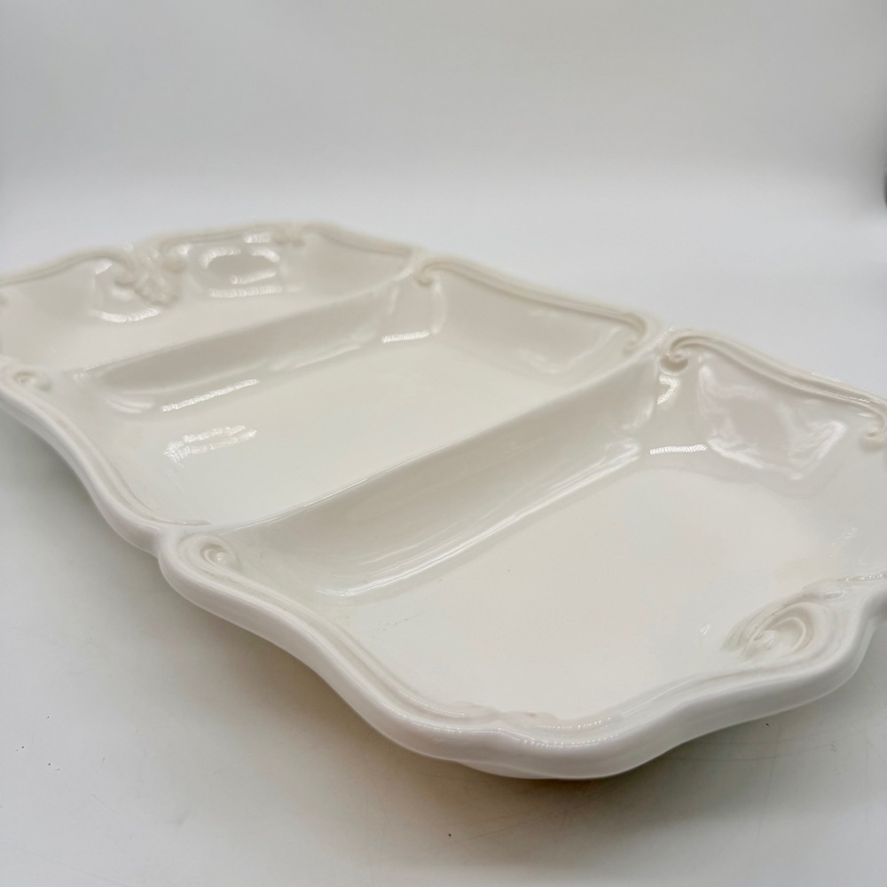 Lenox‎ Butler's Pantry 3 Section Divided Server Relish Tray Cream Stoneware